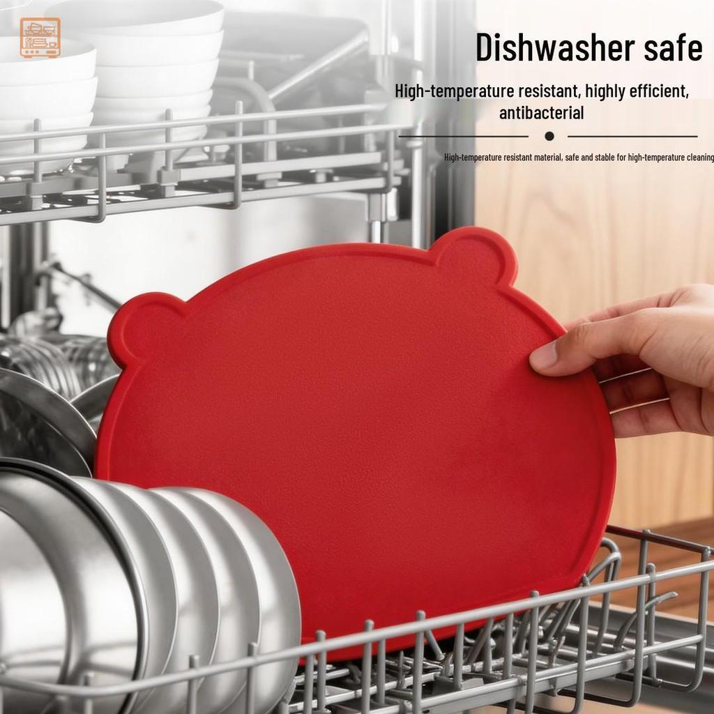 ®Bear Style Antibacterial Silicone TPU Double-sided Cutting Board, Anti-mold & High Temperature Resistant, for Meat, Vegetables, and Fruits.
