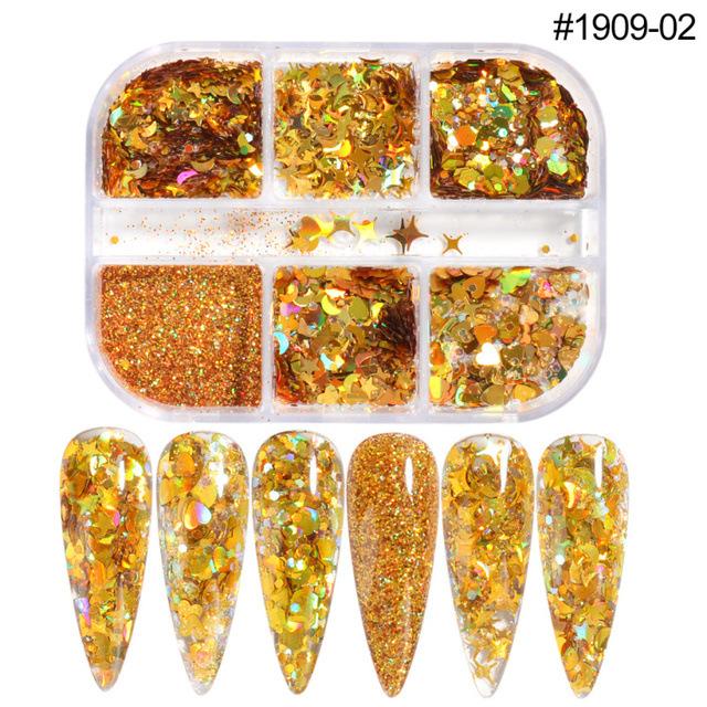 6 Colors Nail Art Glitter Powder Set Irregular Sequins Sparkles Manicure Decoration Supplies