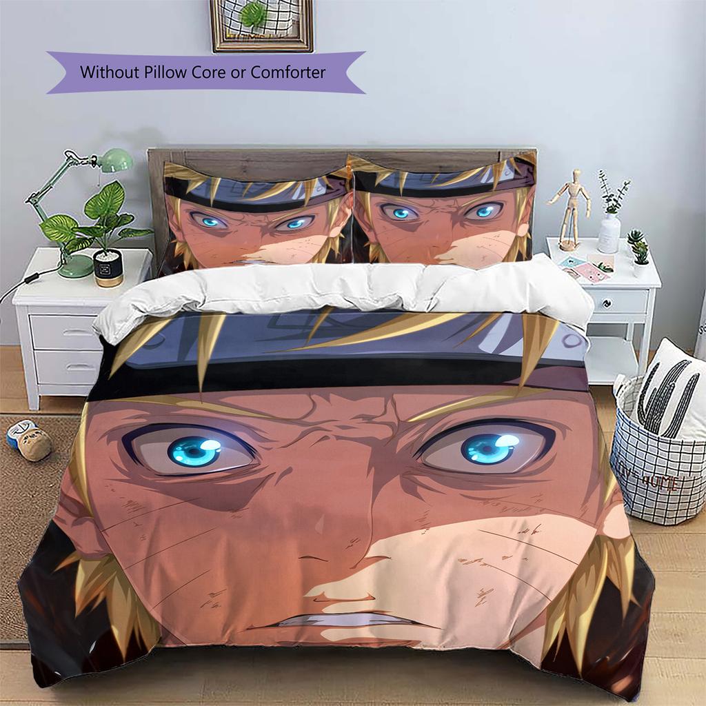 Naruto Uzumaki Naruto Anime Character Pattern Bedding Home Decoration Birthday Gift (1 * duvet cover + 2 * pillowcase, without core)