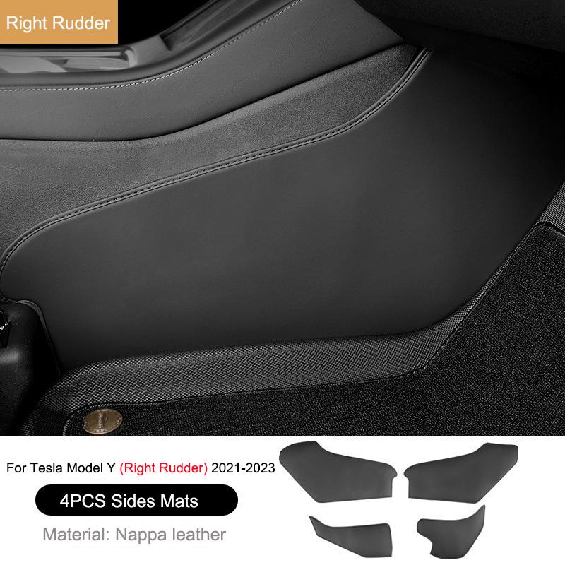 For Tesla Model 3 Highland Central Control Side Defense Kick Pad Nappa Leather Model Y 2023 Right Rudder Protective Foot Pad
