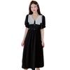 2025 Retro French Tea Dress: Waist-Covering Japanese Style, Fresh Short-Sleeved Long Dress