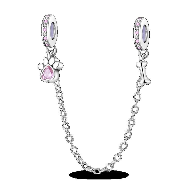 Silver Clasp 925 Silver CZ Pave Clip Charms Daisy Beads Stopper Safety Chain Fit Original Bangle Bracelet Jewelry Clip