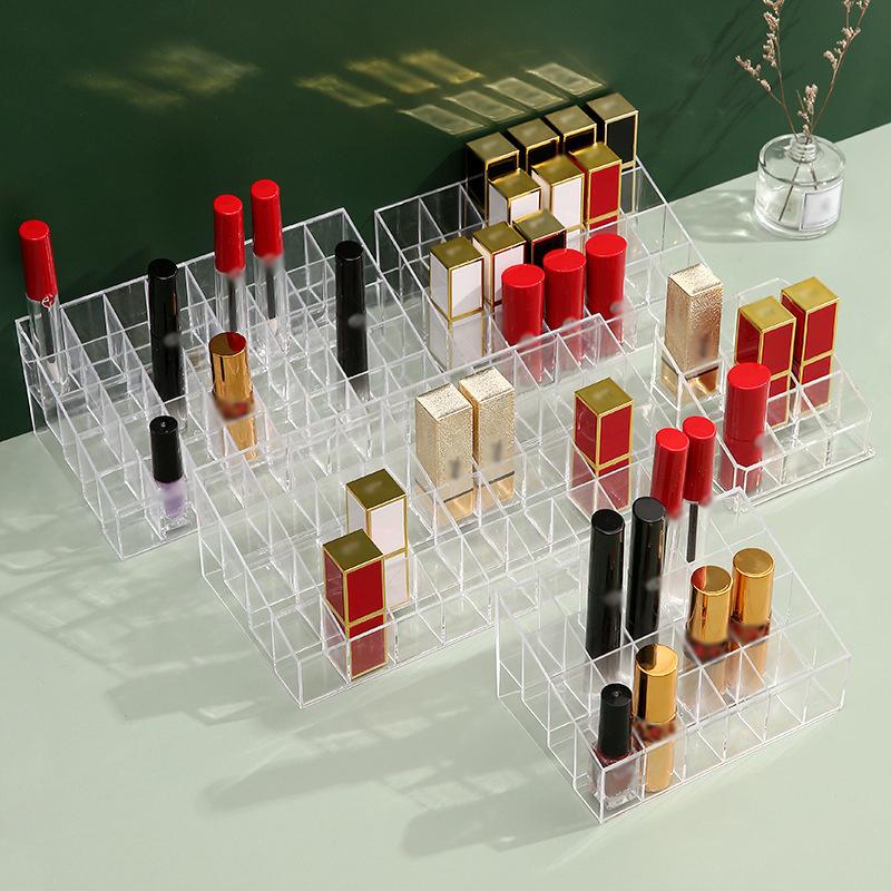 Makeup Organiser Cosmetic Storage Case 9/40 Grid Lipstick Eyebrow Pencil Display Stand Transparent Plastic Case Organizer Box
