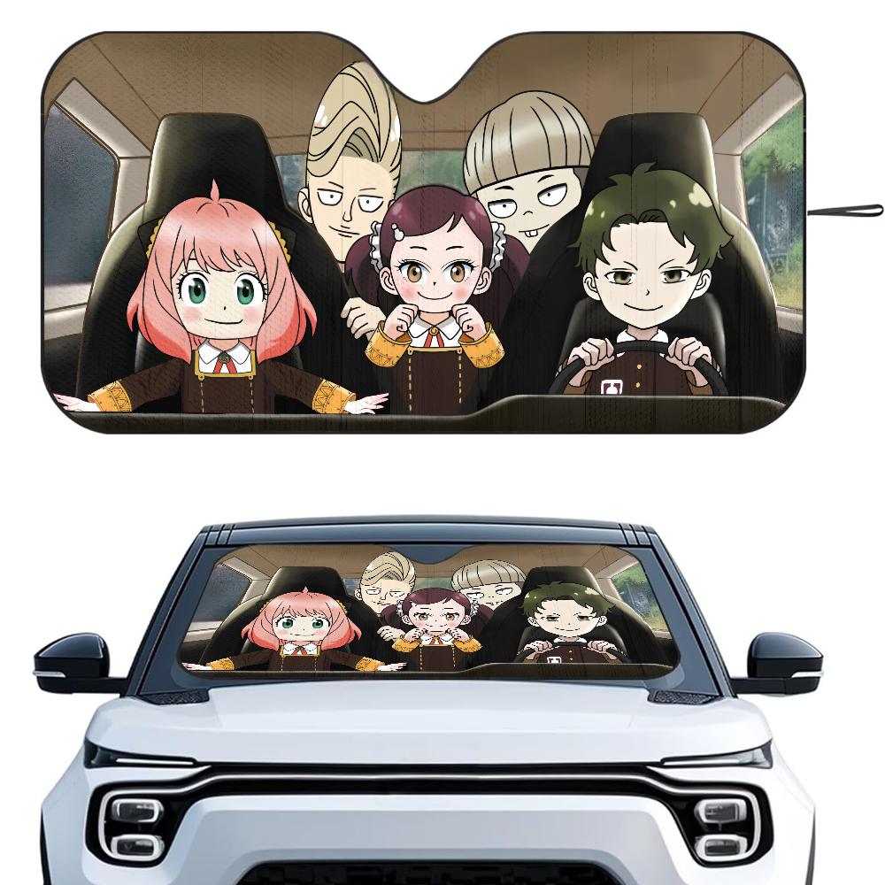 S-Spy X Family Anime Car SunShade Windshield Foldable Three-layer Insulation Sunshade By Suction Cup Blocks UV Rays Sun