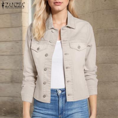 Dam Casual Vändkrage Långärmad Cardigan Blus