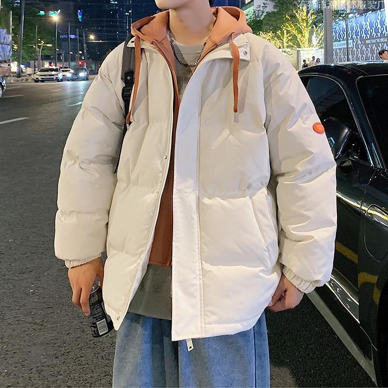 Winter Fake Two-piece Coat Men's New Cotton-padded Coat Loose and Thickened Cotton-padded Jacket Trendy Brand Fattened Large-size Cotton-padded Jacket