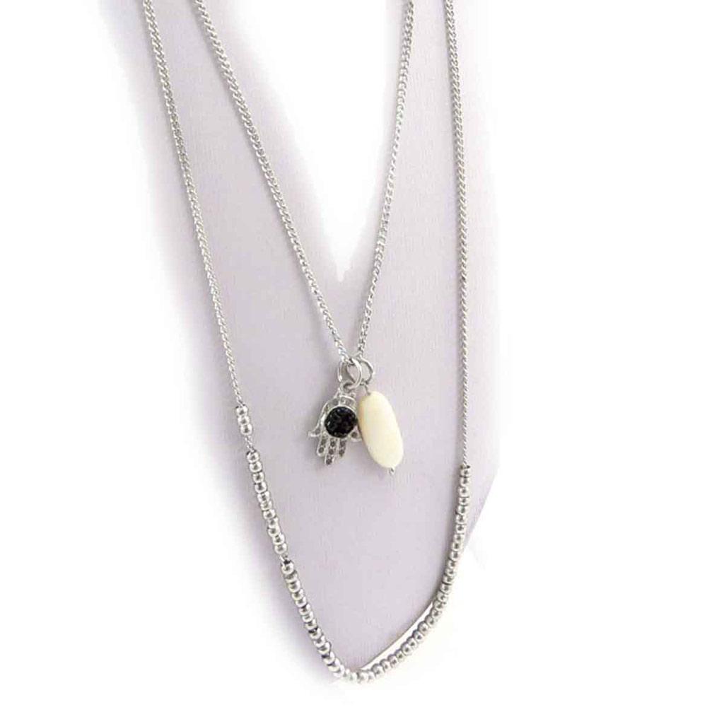 Les Trésors De Lily [J8936] - Silver 'Kilimanjaro' Fatma Necklace