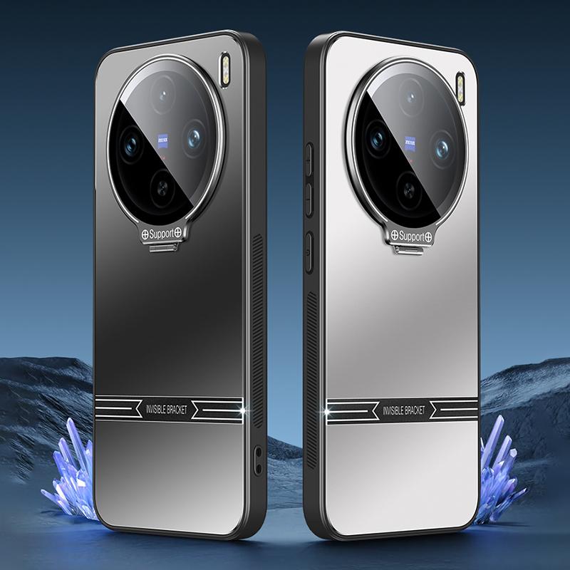Phone Cover for Vivo X100 5G Matte PC+TPU Phone Shell with Lens Frame Kickstand