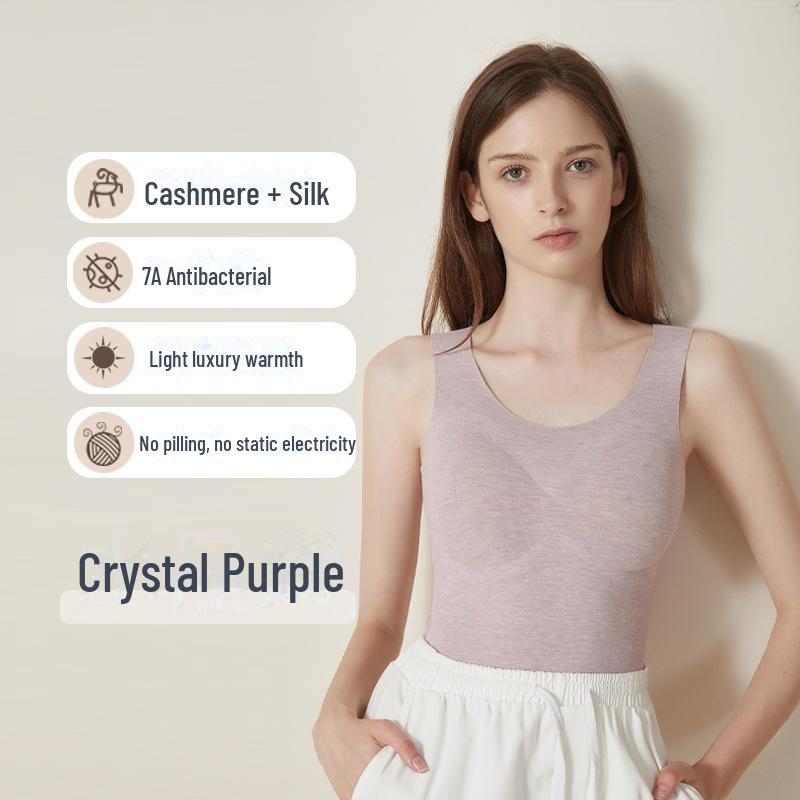 Warm Cashmere Silk Vest with Chest Pad - Women's Autumn/Winter Thermal German Velvet plus Velvet Heating Vest