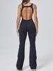 Premium Women's Yoga Suit - Peach Hip-Lifting One-Piece with Flared Pants