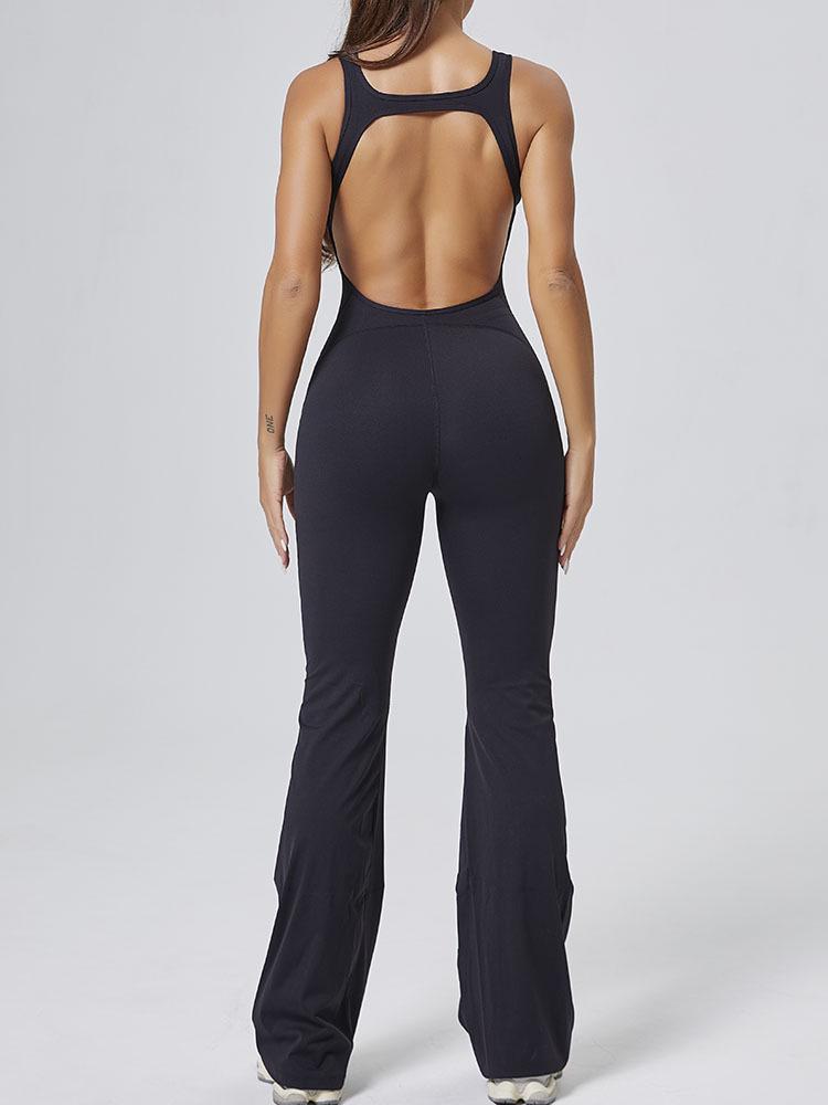 Premium Women's Yoga Suit - Peach Hip-Lifting One-Piece with Flared Pants
