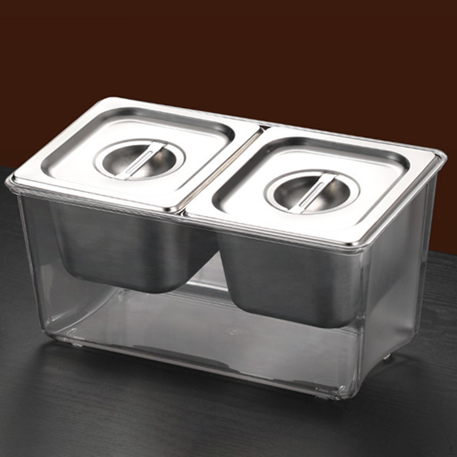 

Контейнер для охлажденных приправ, контейнер для приправ, съемные отсеки, контейнер для специй для небольших ингредиентов 2 compartments