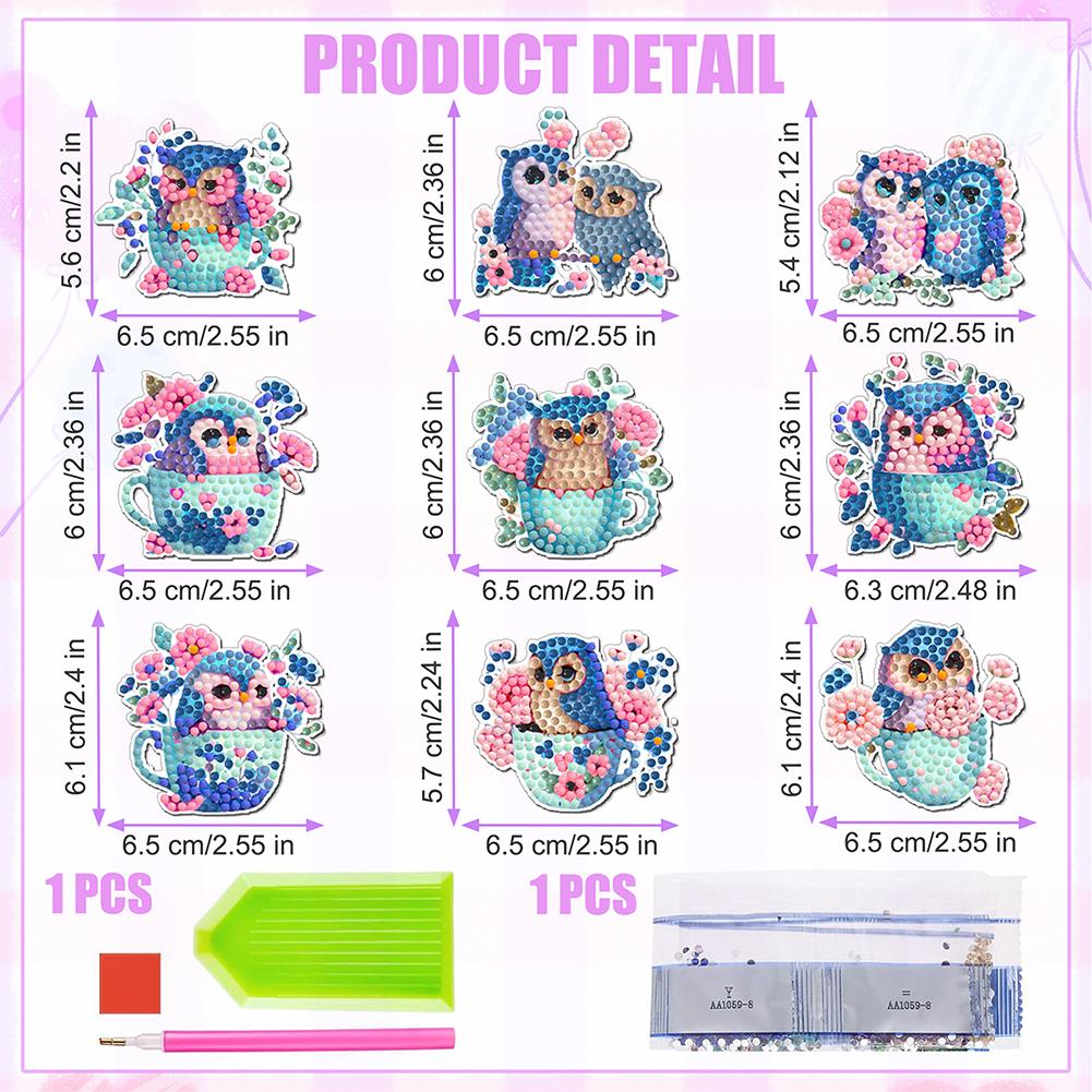 6/8Pcs Diamond Painting Magnets Refrigerator Butterfly Dog for Fridge Whiteboards Car Mailbox Decor for Adults Kids Beginners