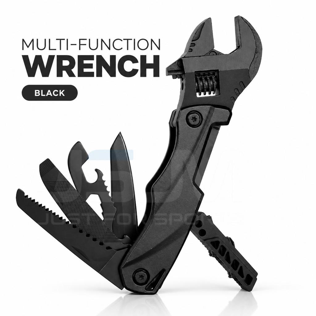 12 in 1 Multitool Adjustable Wrench Folding Pocket Tool with Knife Saw Screwdriver Bottle Opener for Camping DIY Outdoor Repair