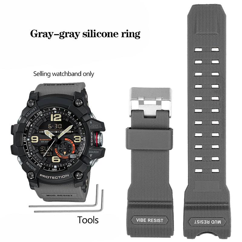Resin Silikon Klokkereim For Casio Big Mud King GWG-1000GB Svart Gull G-SHOCK GWG-1000 Serie Gummireim med Verktøy Armbånd