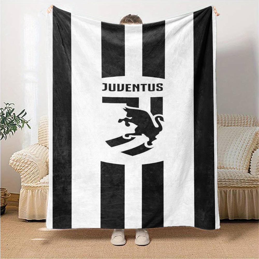 Decke mit Juventus Fußballclub Thema Aufdruck - Perfekt für Sofa, Bett, Reisen & Outdoor | Maschinenwaschbar, Gemütlich & Langlebig.
