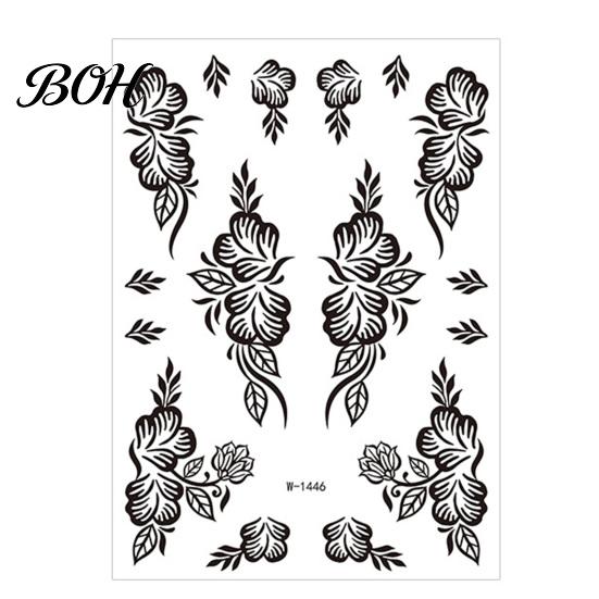 Event Makeup Tattoos Temporary Stickers, Fake Body Arm Chest Shoulder with Black Lace Flower Waterproof Pattern, Non-Irritating Art Sticker