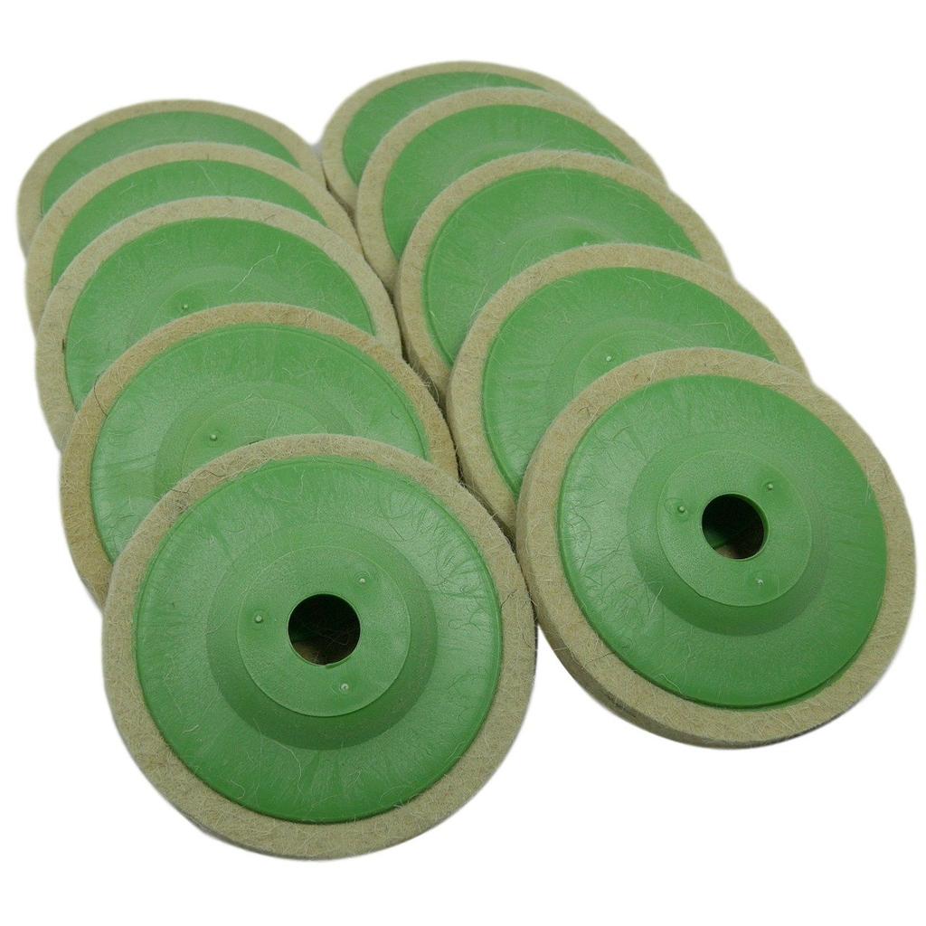 LAPHSODA Replacement Felt Buffs for Grinders, 100mm Outer Diameter Discs (3. Coarse, 10 Discs)