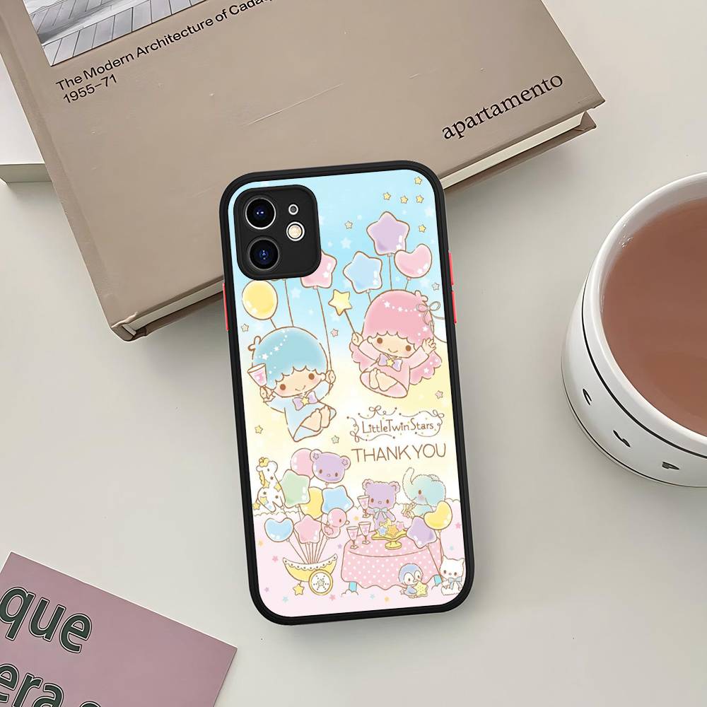 L-Little Twin Stars Phone Case For iPhone 13 12 X XS MAX Pro Max 16 15 11 14 Pro Max Shockproof Matte Cover