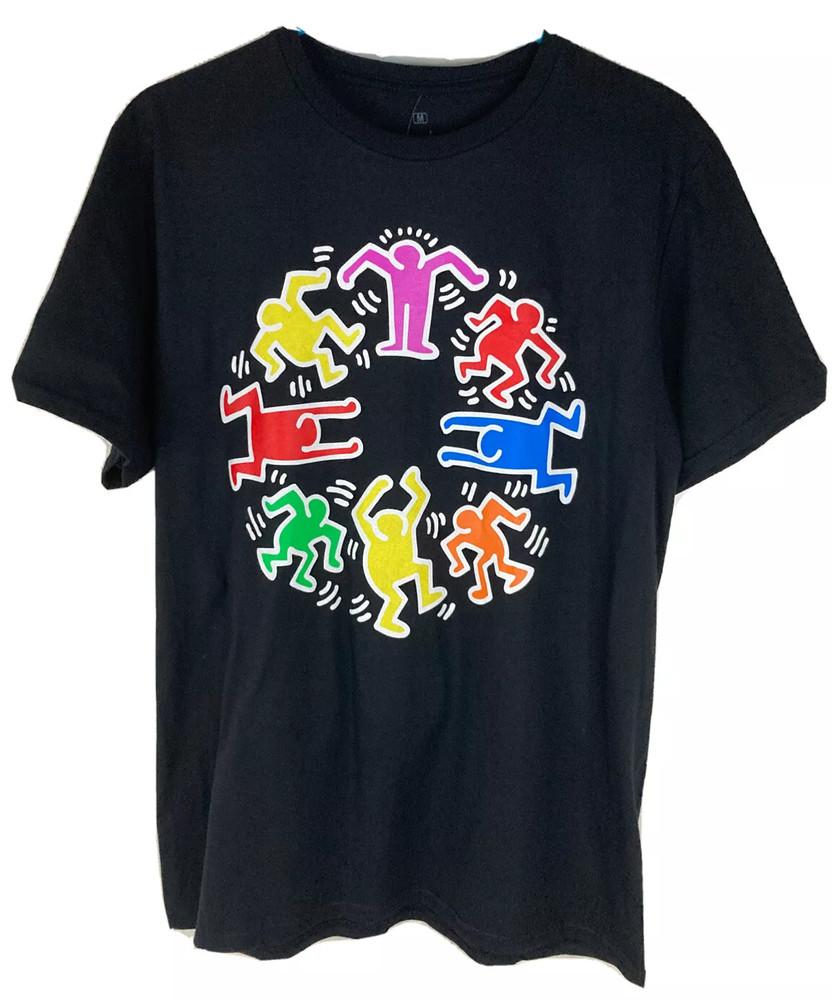 

Футболка унисекс Keith Haring Foundation Черная Средняя Новая без бирки Танцующие люди M