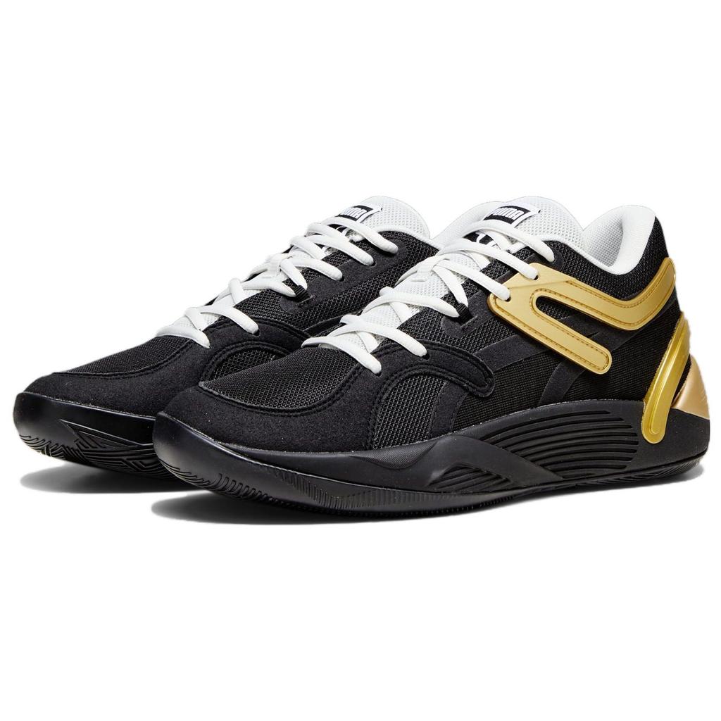 Puma TRC Blaze Court Black Metallic Gold Unisex Sneakers Sedate-Grey White 376582-32