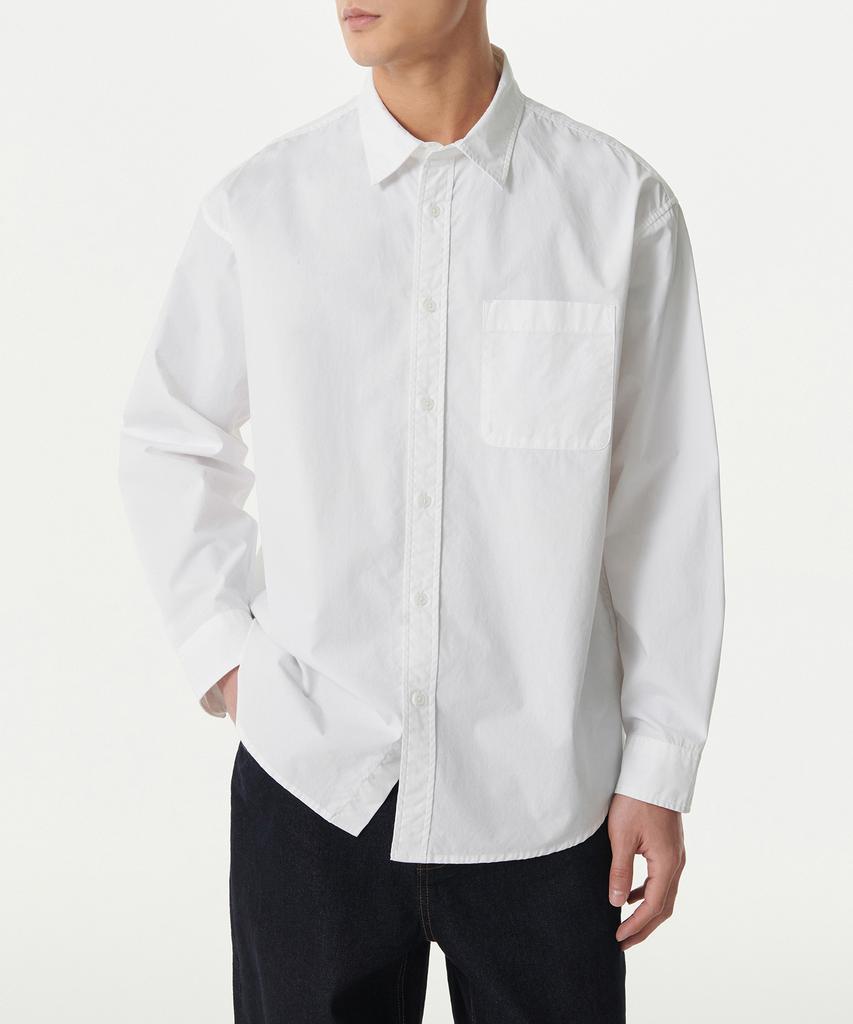 MUSINSA STANDARD Relaxed Washed Poplin Shirt [White]
