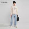 Calvin Klein Fashion Color Block Letter Cotton Crew Neck Sweatshirt Men sweatshirt Off-White J323921
