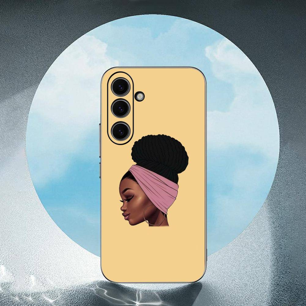 Cartoon South African Woman For Samsung Galaxy S23 S24 S25 Ultra S22 Plus S21 Black Soft Case Waterproof Soft Case