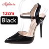 Fashion Summer Women's Sandals 12cm Super High Stiletto Heels Ankle Strap Sandals Large Size Women Hollow Pointed Toe Party Heels Shoes