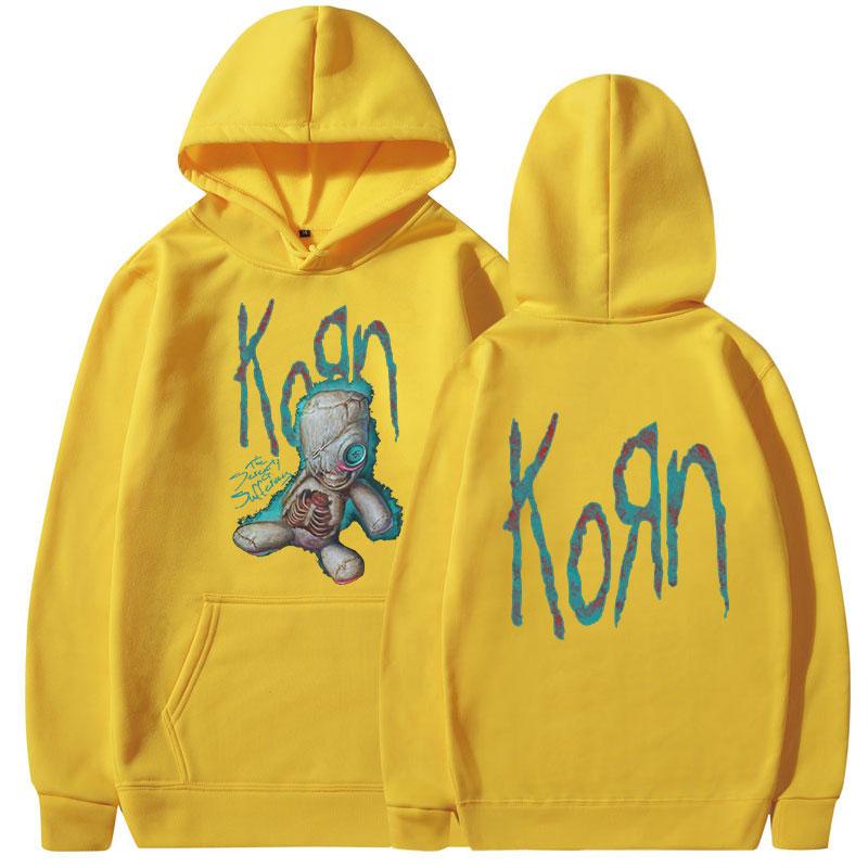 Goth‑rock Men Hoodie Creepy Rag‑doll Distressed Drip‑style Letter Art Pullover For Trendy Daily Street Casual Outfits