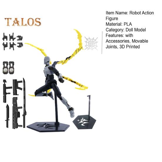 Robot akční figurka s příslušenstvím Pohyblivé klouby 3D tištěný model robota Hračka Kloubová figurína figurka Dekorace Ornament
