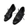 2025 spring fashionable European and American niche design original dark lotus leaf edge lace-up small leather shoes thick heel small single shoes wom
