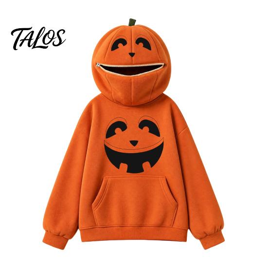 Halloween Pumpkin Hoodie Women Oversized Hoodie, Fall Long Sleeve Hooded Loose Fit Sweatshirt with Pocket, Jack-O-Lantern Holiday Costume Pullover Top