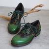 Pumps Women's Shoes Genuine Leather Lace-up Retro Round Toe Versatile Low Heels Shoes