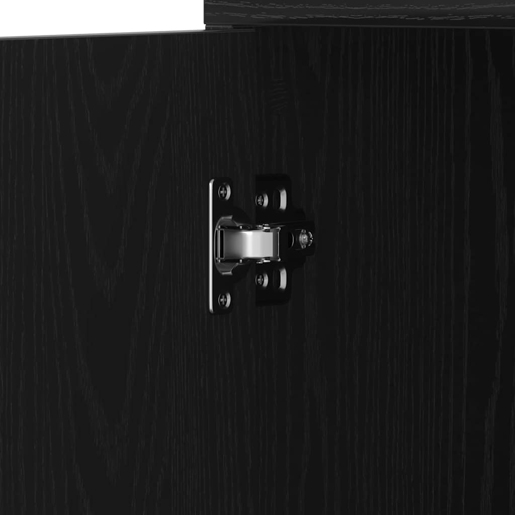 Bathroom Cabinet Black Oak Effect 30 X 30 X 183.5 Cm Particleboard