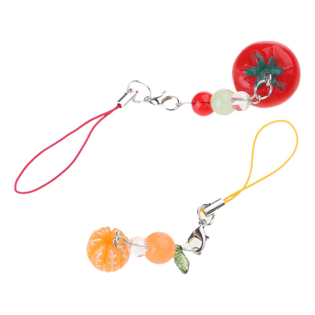 Fashionable Cellphone Charm Stylish Tomato and Orange Phone Chain Versatile Keychain Decoration for Bags and Wallets