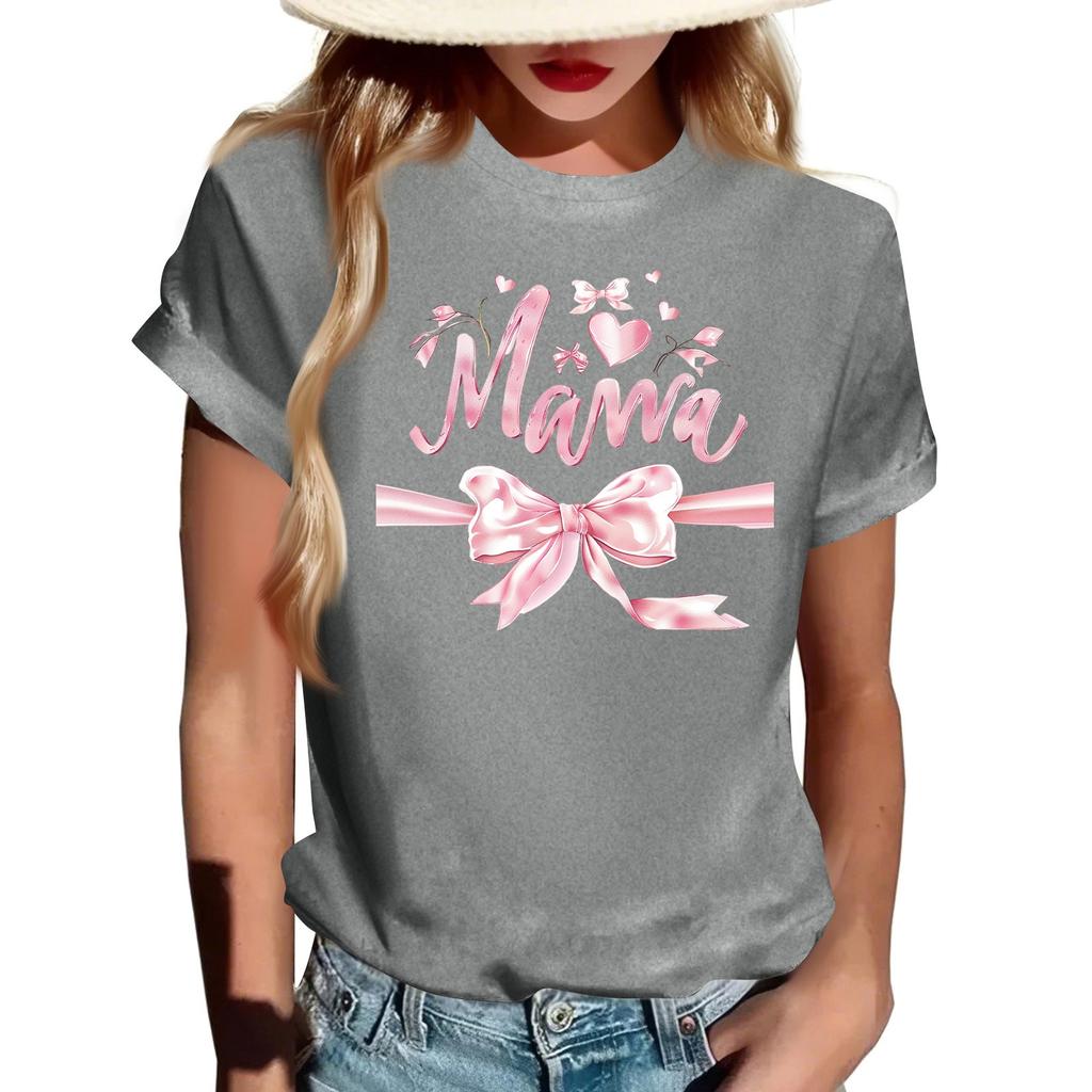 Women's Top Round Neck Casual Printed Short-sleeved T-shirt Top