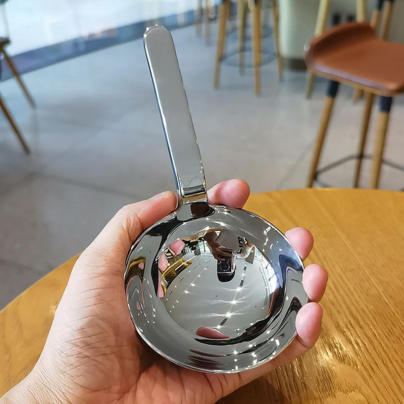 Kitchen Tableware 304 Stainless Steel Short Handle Large Round Spoon Big Head Soup Spoon Dividing Spoon Rice Noodle Spoon