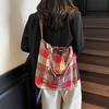 Retro plaid bag women's new summer large-capacity versatile tote bag casual shoulder messenger bag