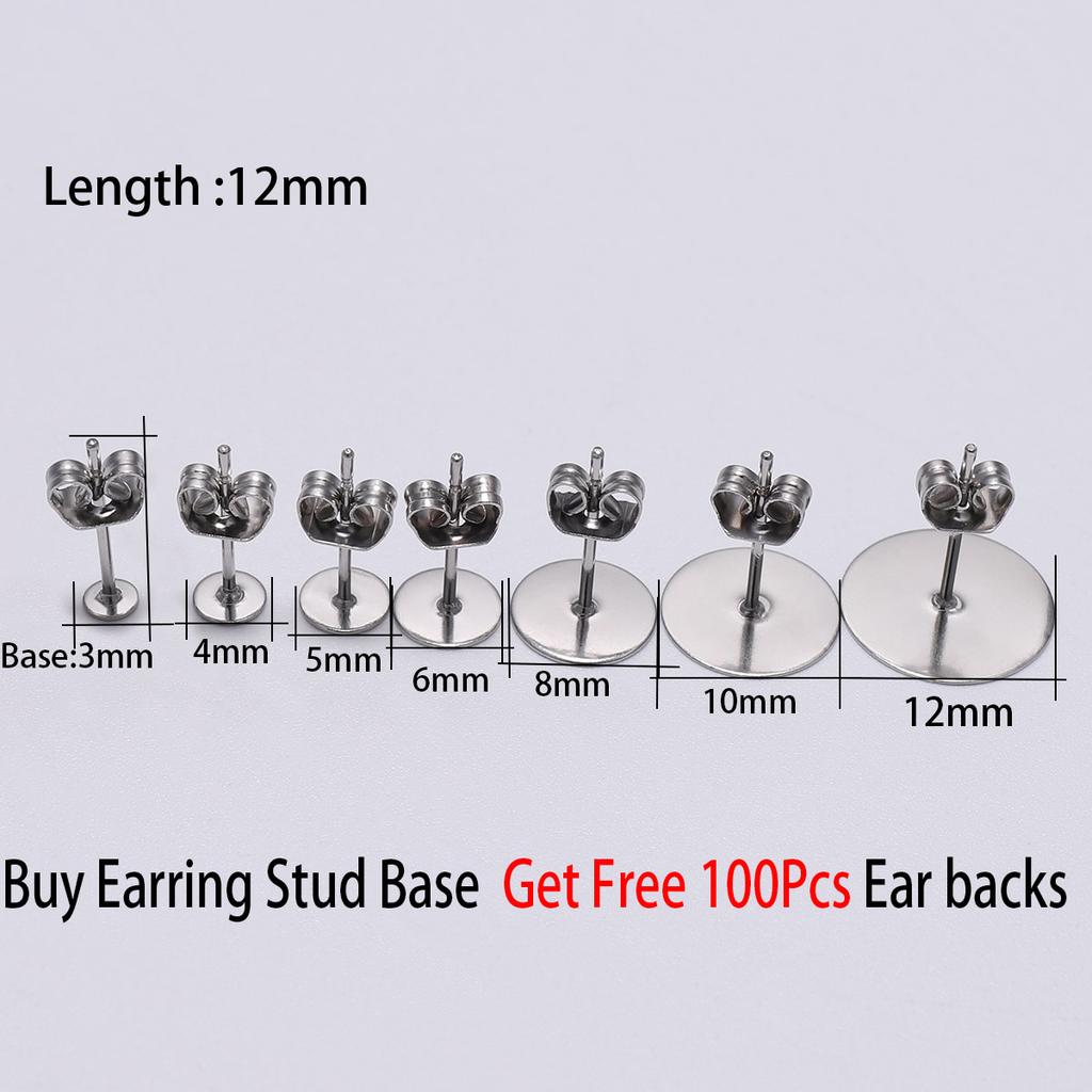 20-100 teile/los Gold Edelstahl Blank Post Ohrring Bolzen Basis Pins Mit Ohrring Stecker Erkenntnisse Ohr Zurück Für DIY Schmuck Machen
