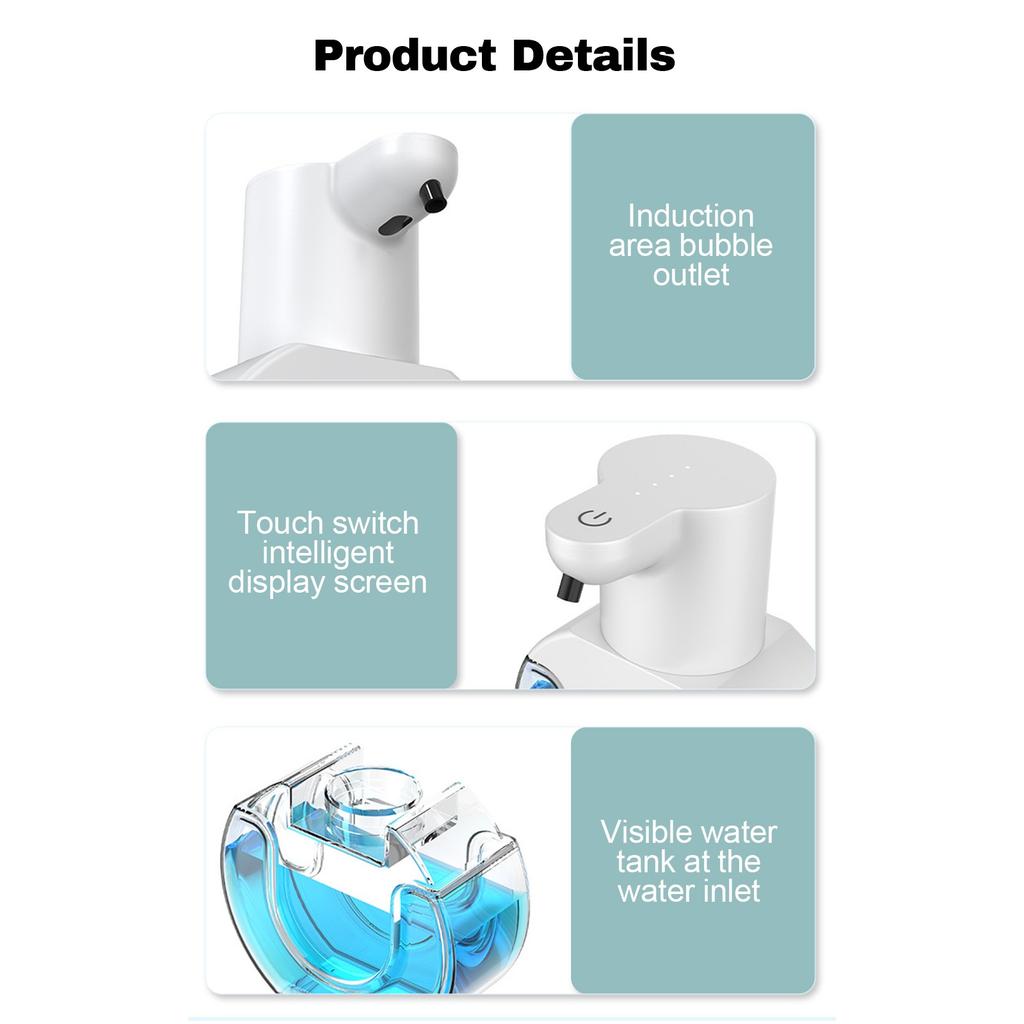 Touchless Foaming Soap Dispenser (15oz/420ml), USB-rechargeable, 4-level Adjustable. Wall-, Kid-friendly. Perfect For Kitchen & Bathroom.