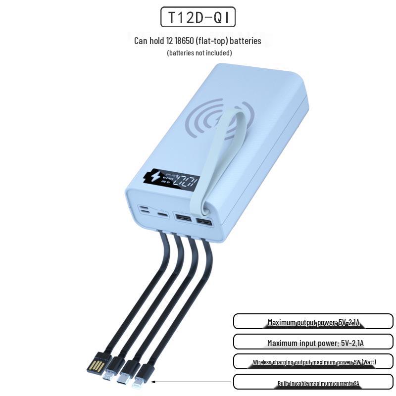 Solderless 4-Wire 12-Section 18650 Power Bank Kit with Ultra-Fast Disassembly