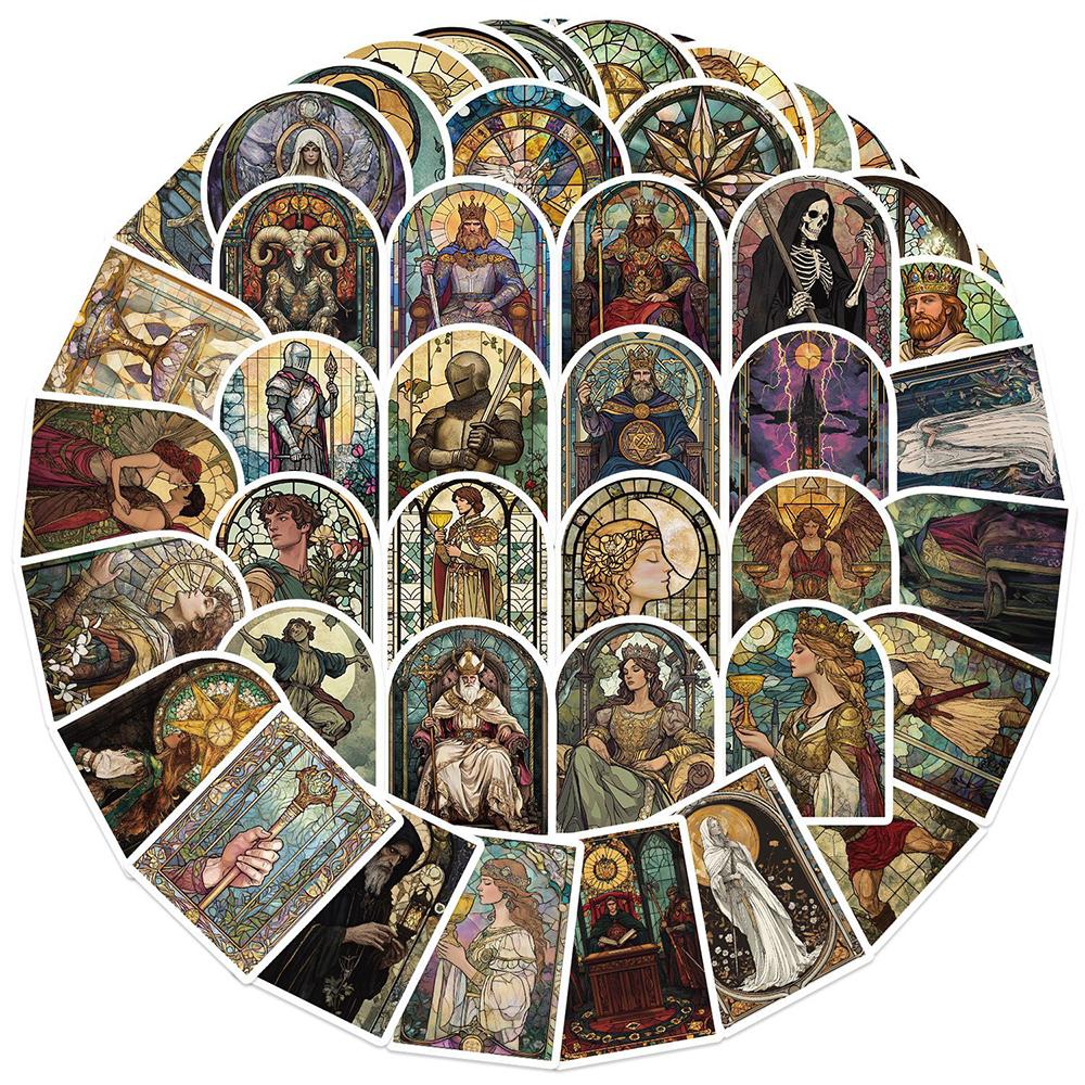 10/30/50pcs Gothic Glass Style Tarot Card Stickers  Graffiti Decals Water Bottle Phone Guitar Cool Sticker Packing