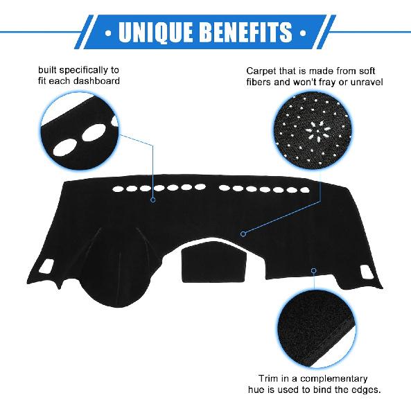 Dashboard Dash Cover Compatible for Chevy Trax 2014-2016, Durable Polyester Black Front Dash Cover Mat