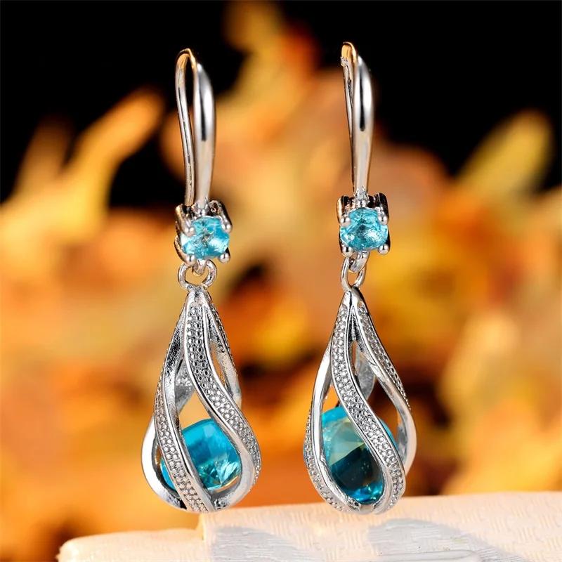 Zarte Haken-Clip-Ohrringe mit Zirkonia, Laternen-Design, mehrfarbige Stein-Hängeohrringe, Kupfermaterial, Schicker Schmuck für Damen