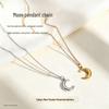 18K Gold-Plated Crescent Moon Pendant Necklace with Smooth Titanium Steel Chain