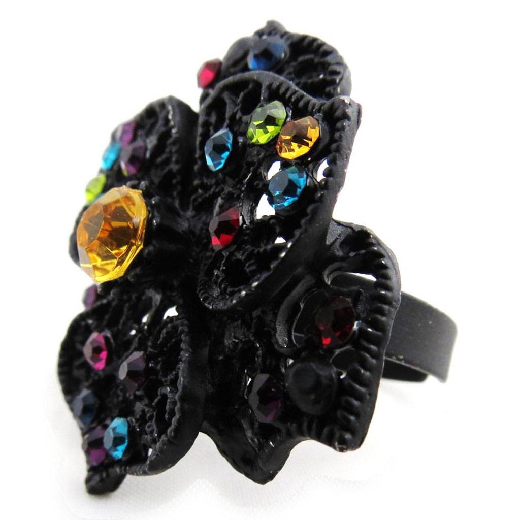 Les Trésors De Lily [J3611] - Bague Créateur 'Sissi' noir multicolore
