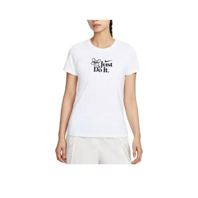 Sportswear Letter Print Crew Neck Pullover Sports Short Sleeve Regular T-Shirt Women Tops White IM5974-100