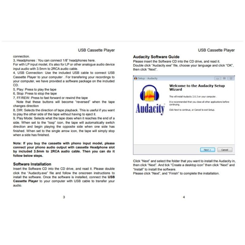 Portable USB Tape Player Convert Cassettes To MP3/CDs USB Cassettes Recorder Compatibility with Laptops and Computers