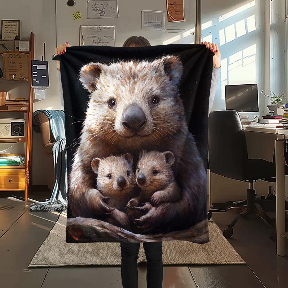 1Pc Eagle Bird Family Print Flannel Blanket, High Quality Comfortable for All Seasons, Home Decor, Warmth and Comfort, Perfect for Christmas Gifts